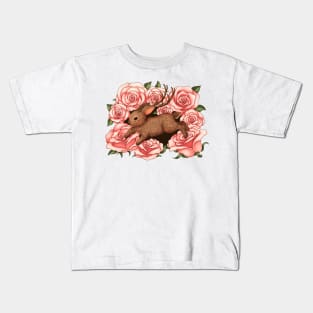 Jackalope With Roses Kids T-Shirt